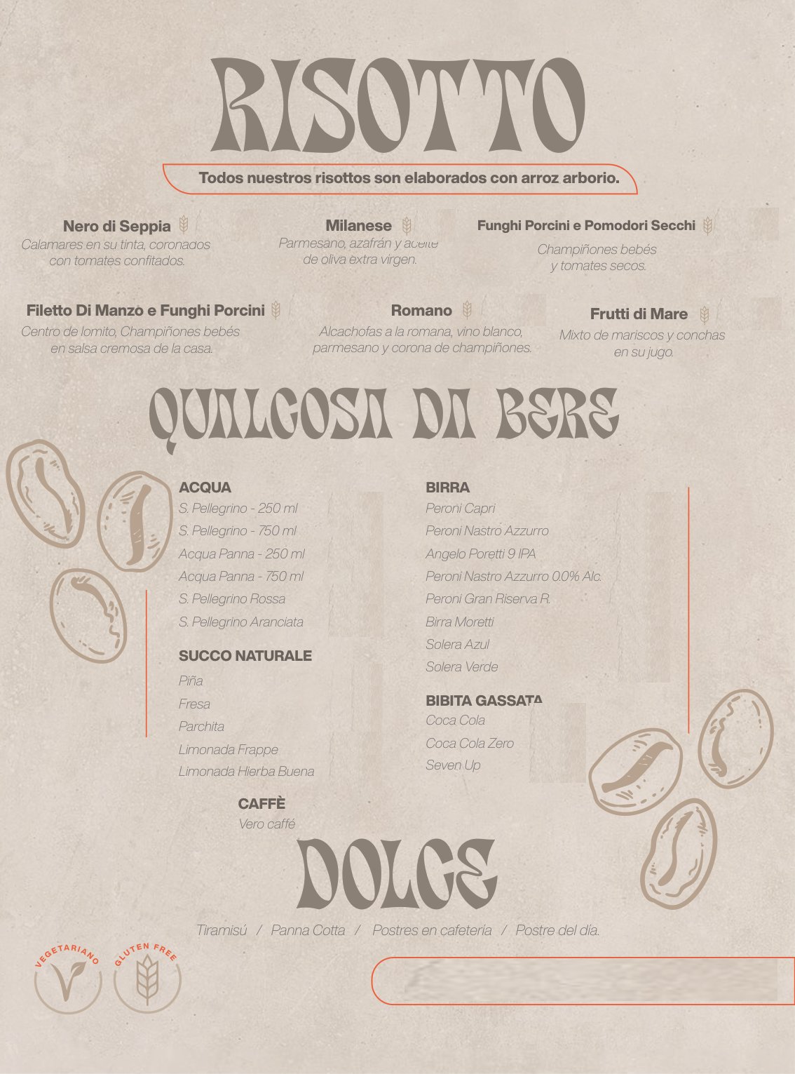Menú Vero Caffè Trattoria