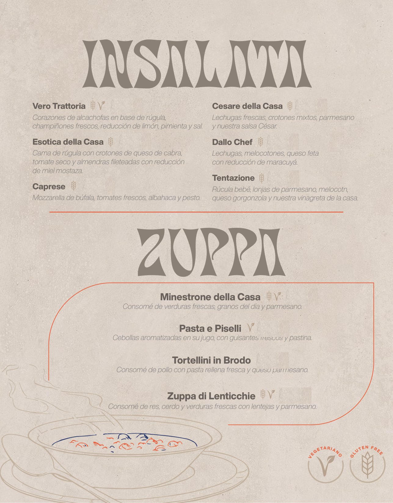 Menú Vero Caffè Trattoria